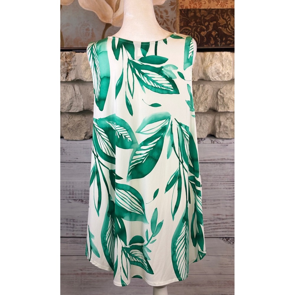 Alfani Woman Green Tropical Leaf Print Sleeveless Tank Top Plus Size 1X - Picture 6 of 7